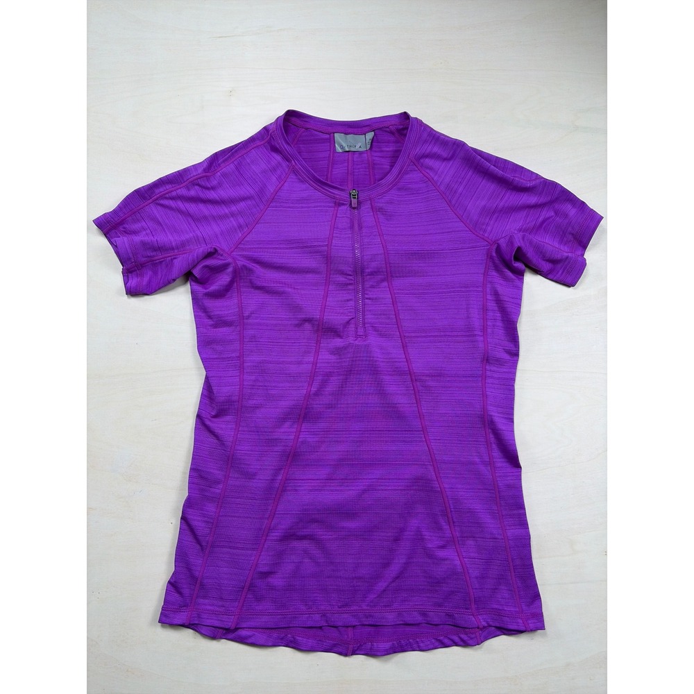 Athleta Womens Purple Space Dye Quarter Zip Cycling Jersey Back Pocket Size M